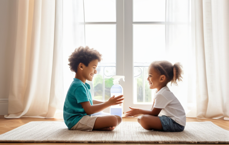 가정에서 친환경 세제를 사용하는 이유 - **Prompt 1: Joyful Children in a Naturally Clean Home**
    A bright, inviting living room filled wi...